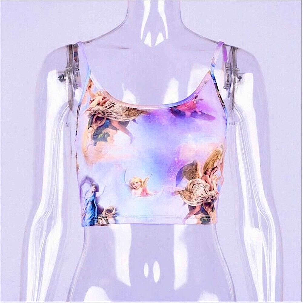 Purple angel sky print crop top 👼🏼☁️ - Picture 10 of 10